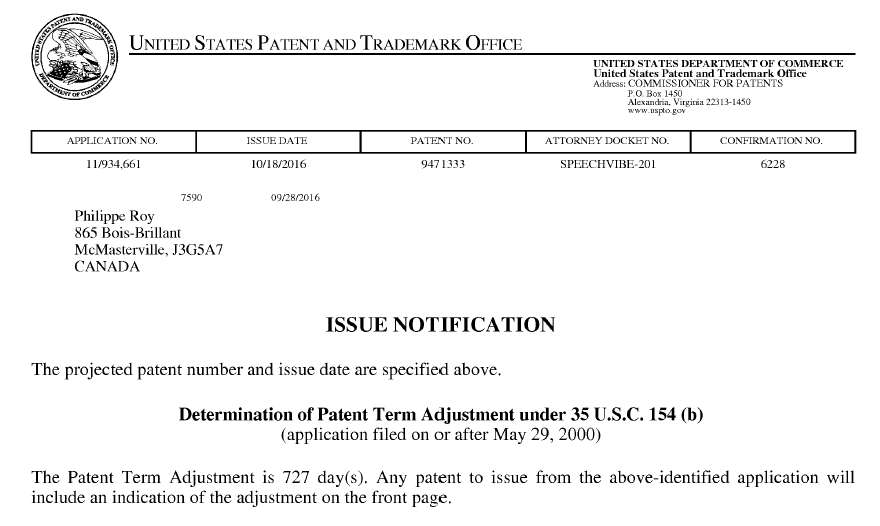 Read more about the article Recently Granted US Patent