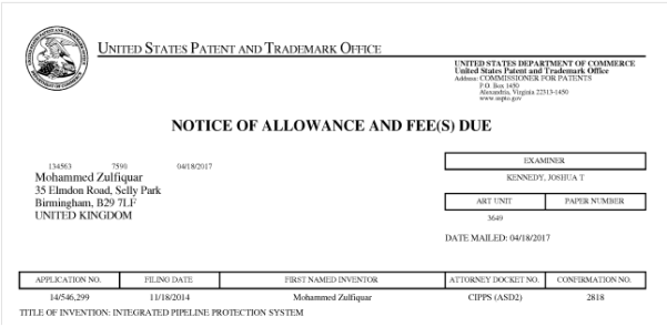 You are currently viewing Recently Granted US Patent